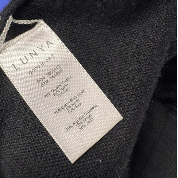 Lunya Small Cotton Silk Pants Black Wide Leg High Rise - Picture 5 of 10